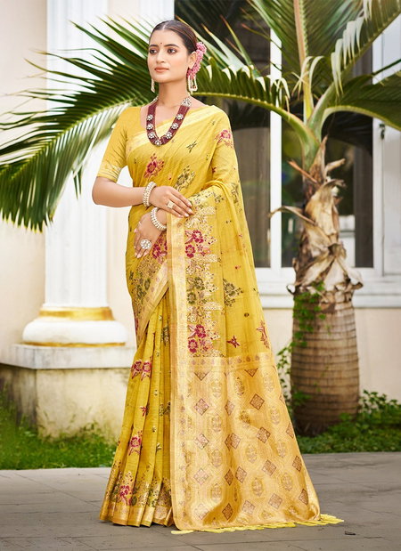 Gulabi Cotton By Bunawat Cottan Silk With Meenakari Saree Exporters In India
